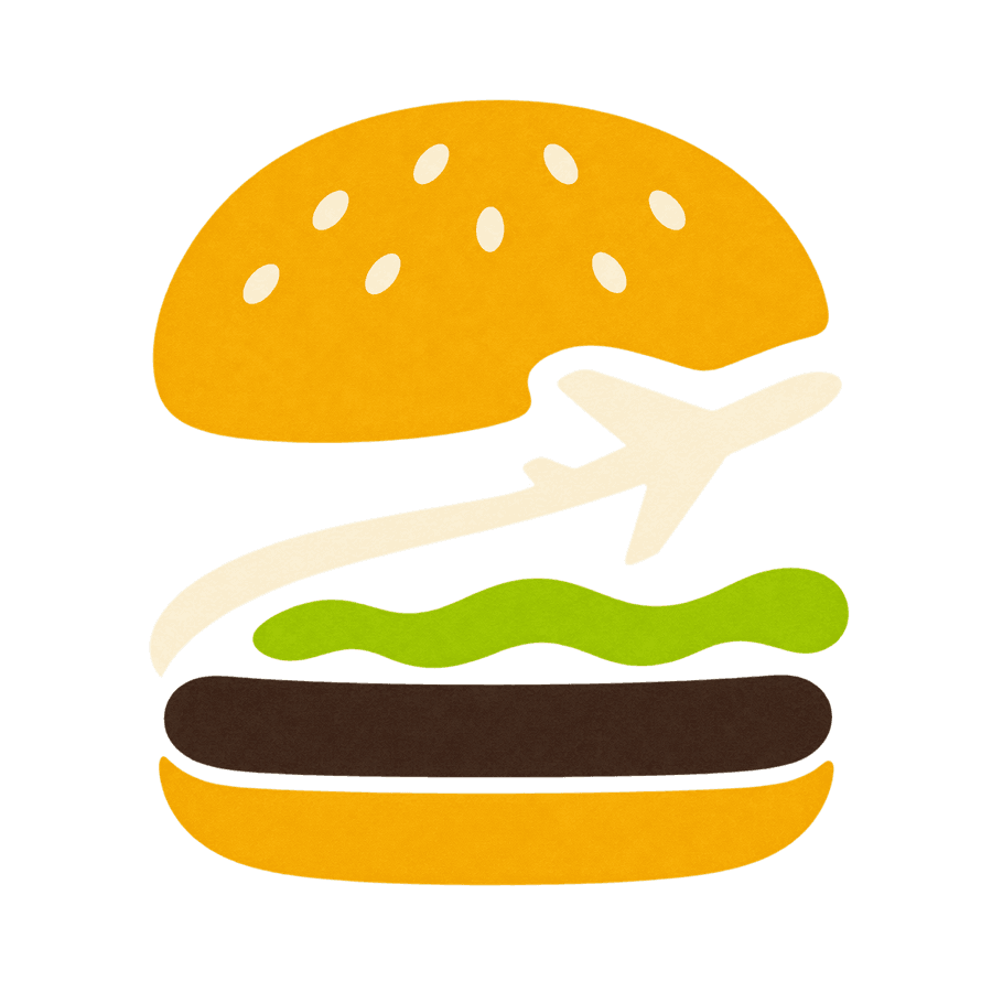 The $100 Hamburger app icon: an airplane flying through a hamburger