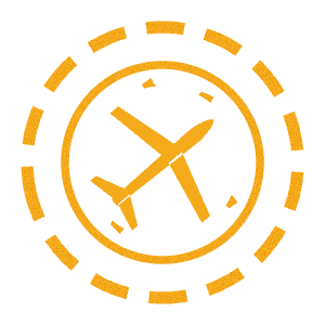 Golden airplane passport stamp illustration